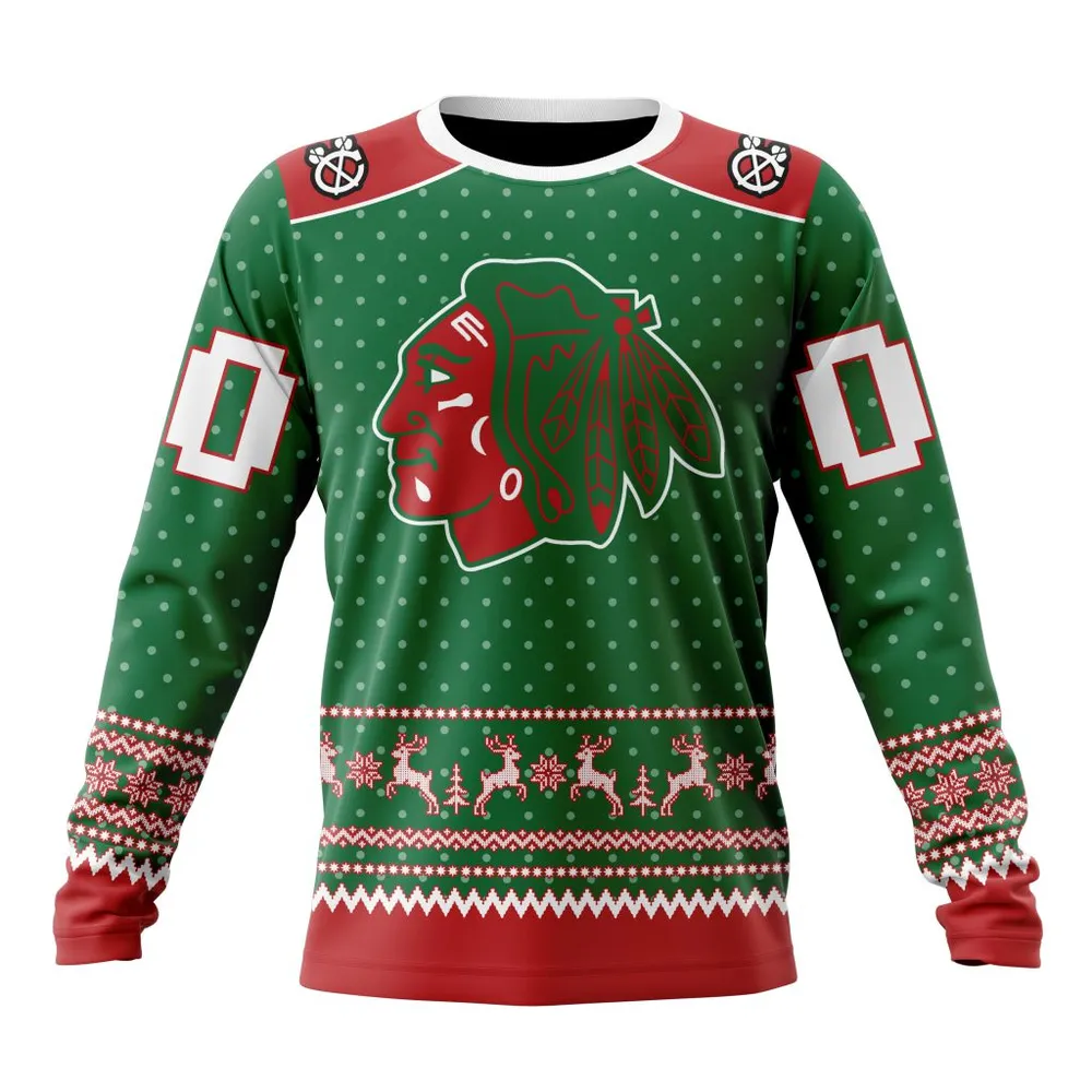 NHL Chicago Blackhawks Special Christmas Apparel St2201 Long Sleeved Sweatshirt 