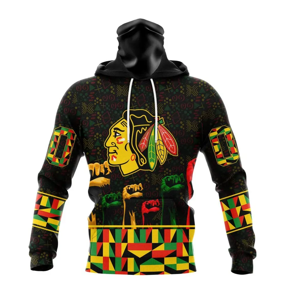 NHL Chicago Blackhawks Special Design Celebrate Black History Month St2201 Mask Hoodie