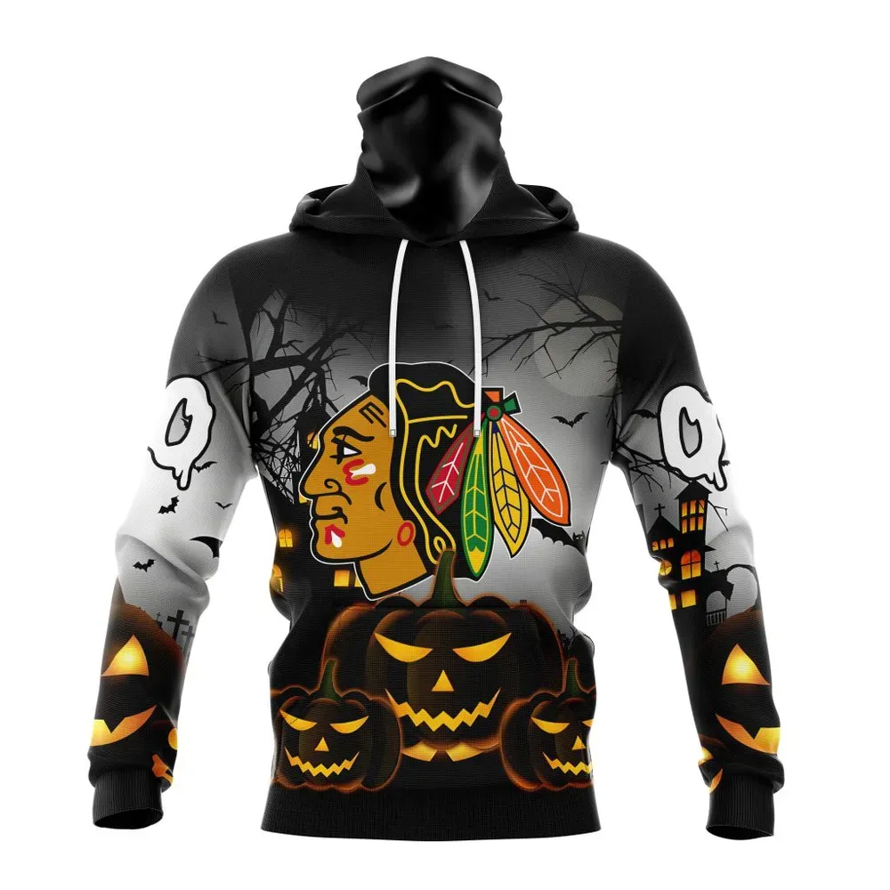 NHL Chicago Blackhawks Special Design For Halloween St2302 Mask Hoodie