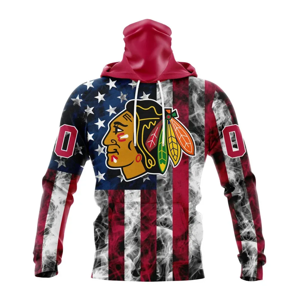 NHL Chicago Blackhawks Special Design For Independence Day The Fourth Of July St2401 Mask Hoodie