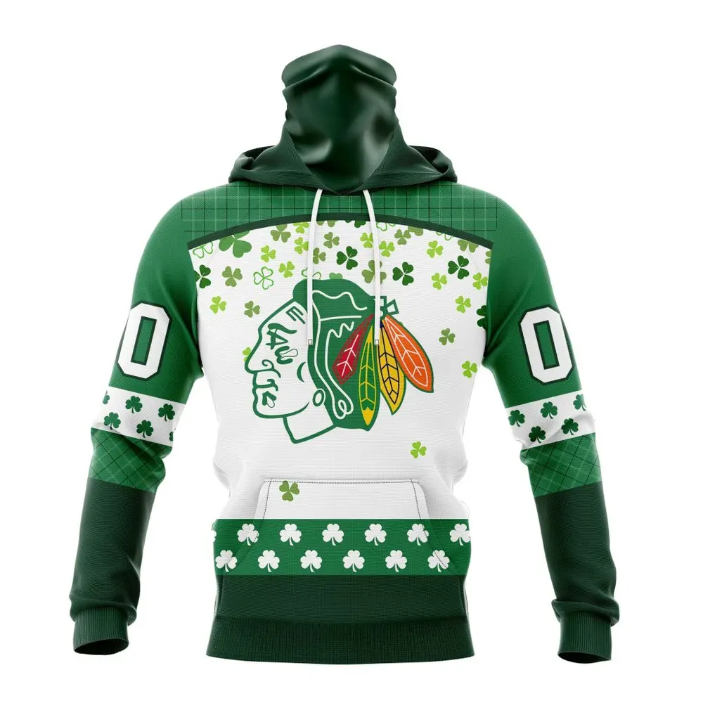 NHL Chicago Blackhawks Special Design For St. Patrick Day St2401 Mask Hoodie