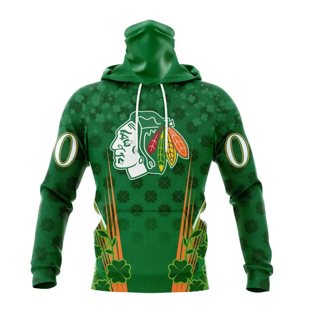 NHL Chicago Blackhawks Special Design For St. Patrickâ€™S Day St2402 Mask Hoodie