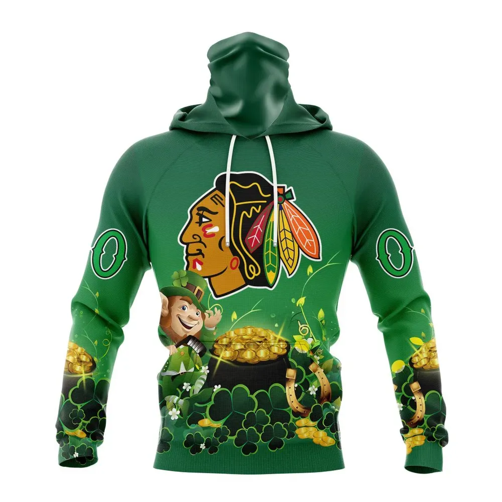 NHL Chicago Blackhawks Special Design For St. Patrickâ€™S Day St2403 Mask Hoodie