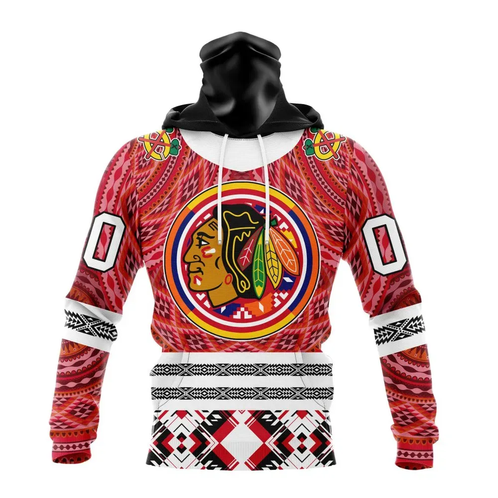 NHL Chicago Blackhawks Special Design With Native Pattern St2303 Mask Hoodie