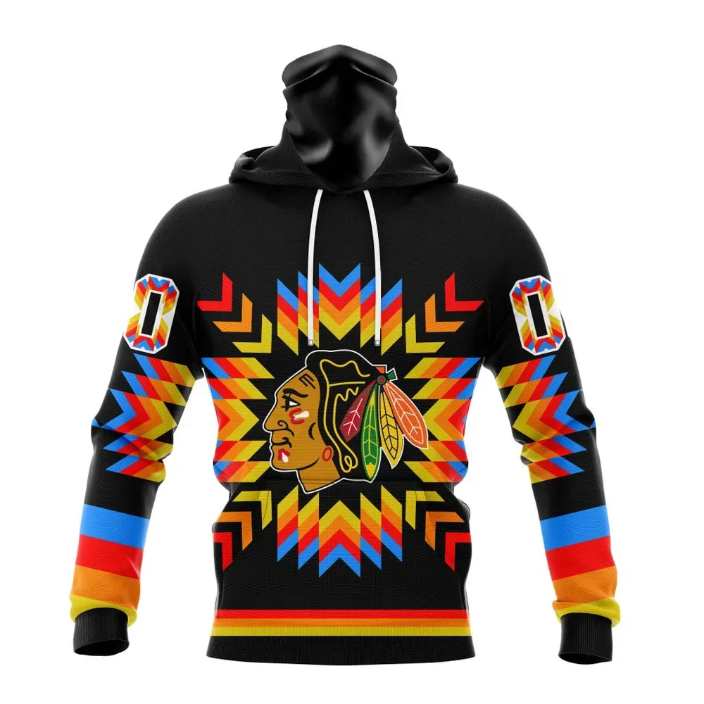 NHL Chicago Blackhawks Special Design With Native Pattern St2306 Mask Hoodie