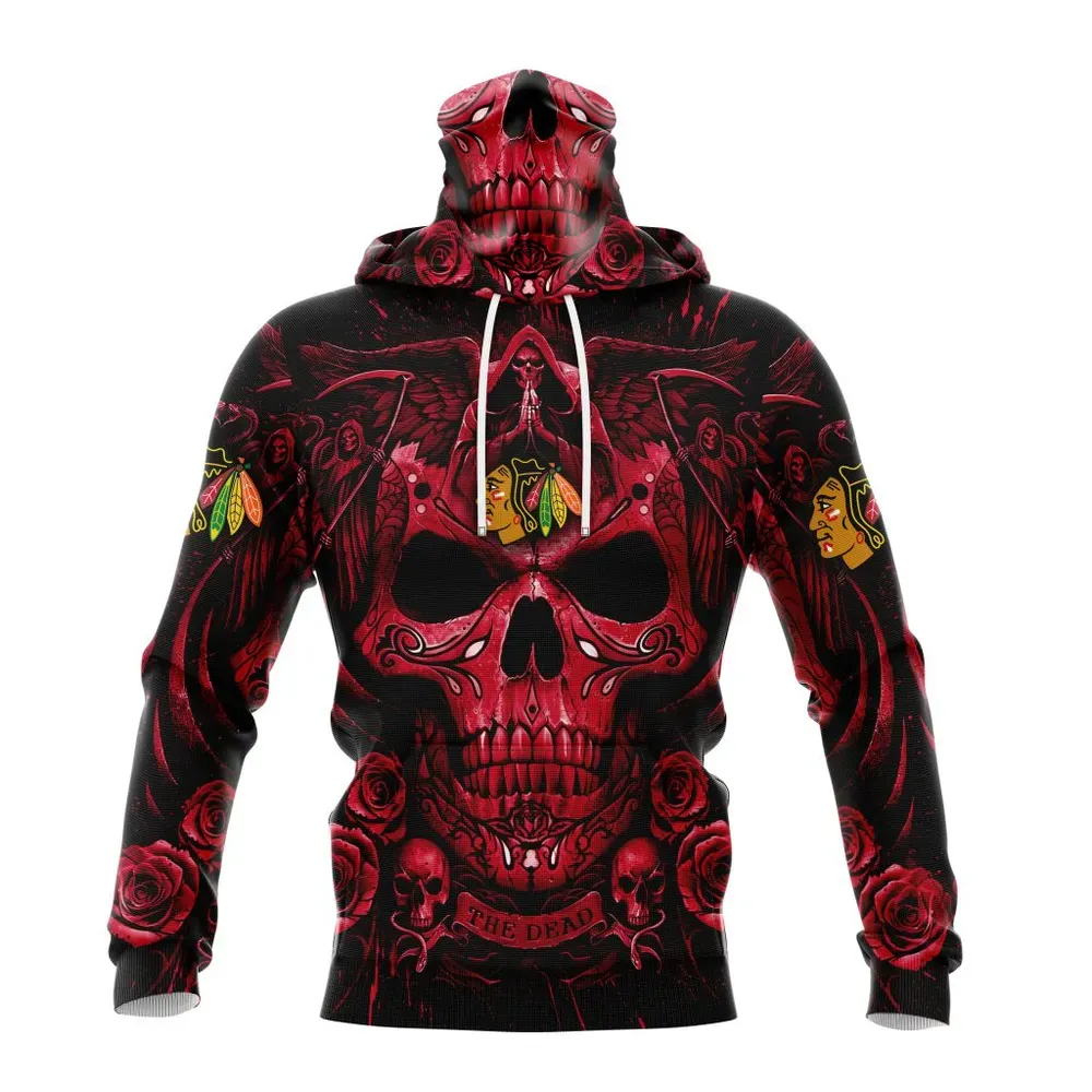 NHL Chicago Blackhawks Special Design With Skull Art St2203 Mask Hoodie