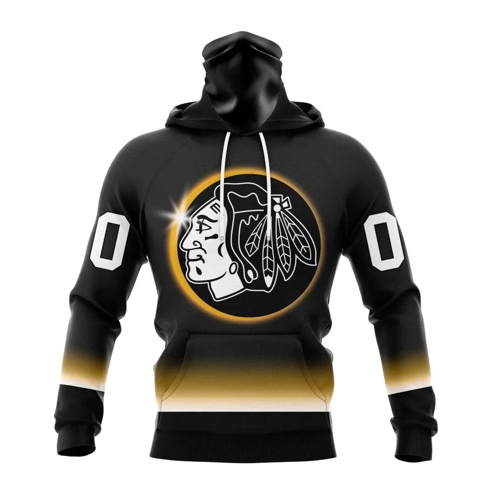 NHL Chicago Blackhawks Special Eclipse Design St2401 Mask Hoodie