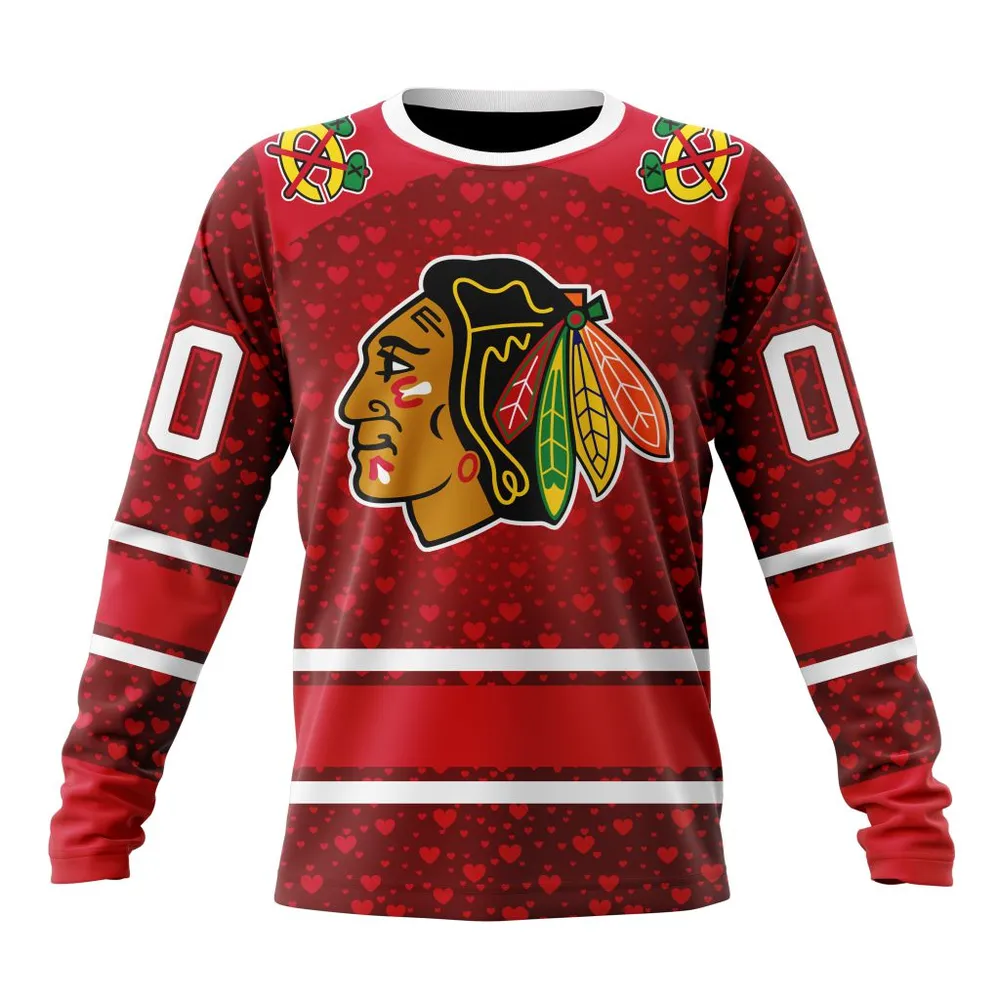 NHL Chicago Blackhawks Special Gift For Valentines Day St2401 Long Sleeved Sweatshirt 