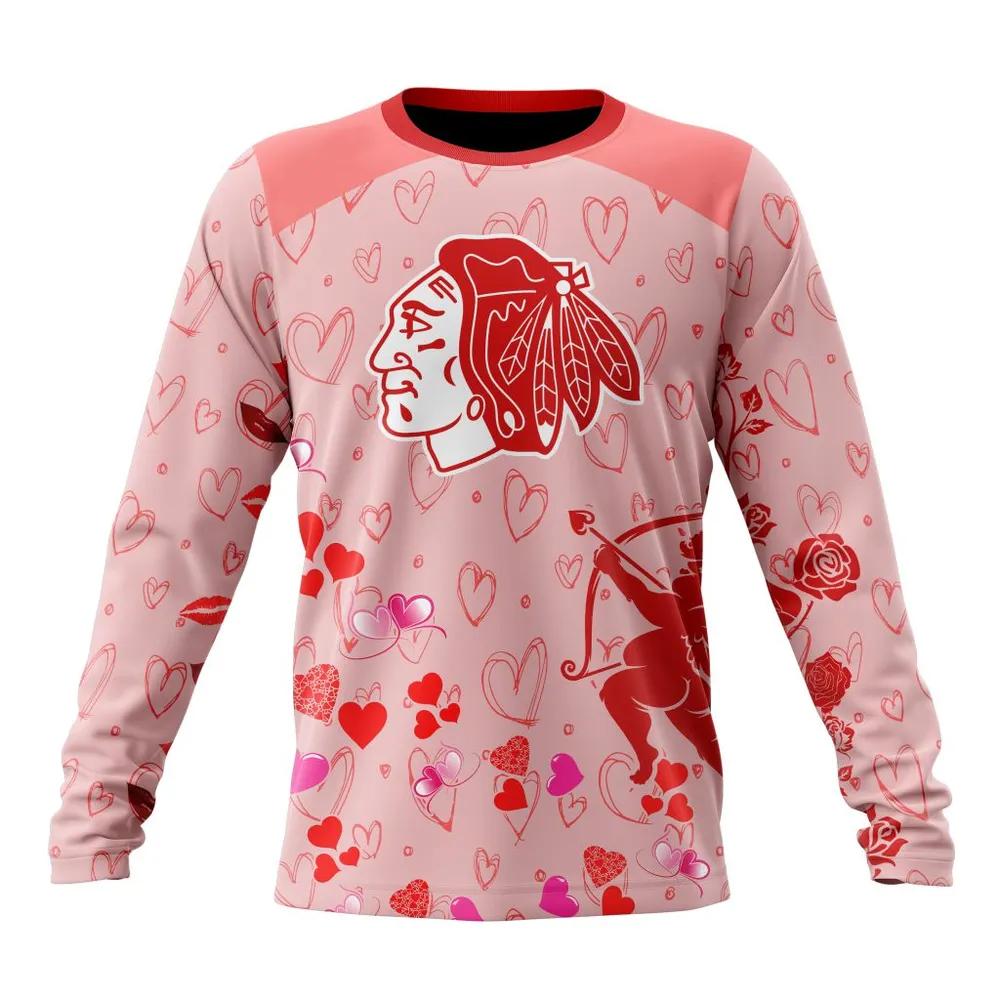 NHL Chicago Blackhawks Special Gift For Valentines Day St2402 Long Sleeved Sweatshirt 