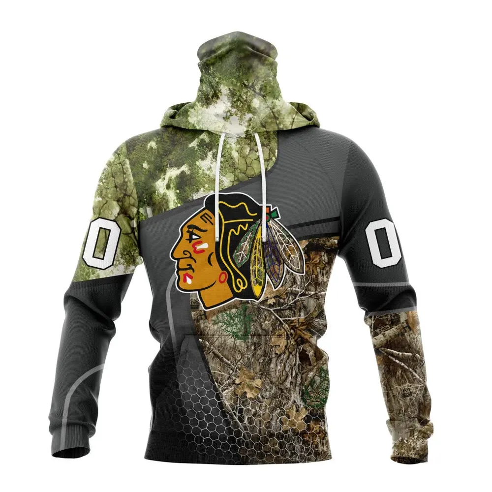 NHL Chicago Blackhawks Special Hunting Camo Design St2302 Mask Hoodie