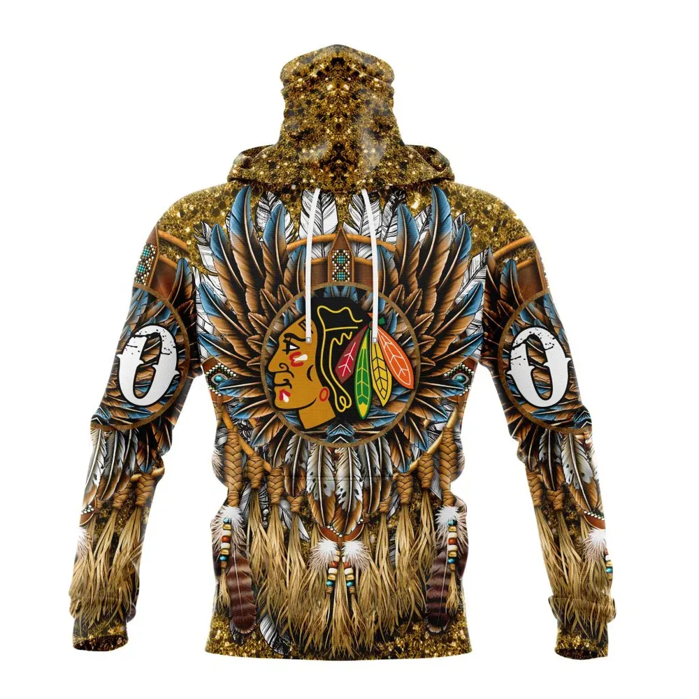 NHL Chicago Blackhawks Special Native Costume Design St2201 Mask Hoodie