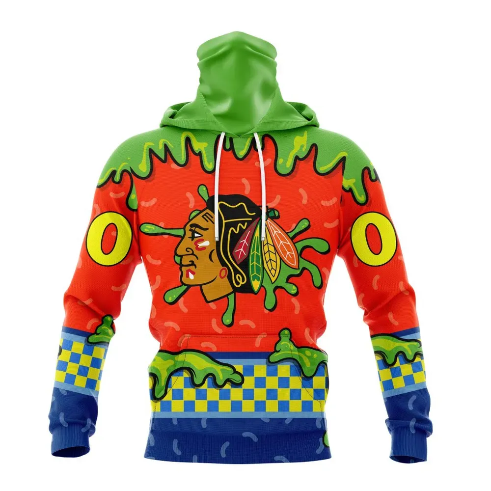 NHL Chicago Blackhawks Special Nickelodeon Design St2301 Mask Hoodie