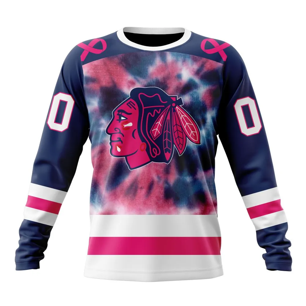 NHL Chicago Blackhawks Special Pink October Fight Breast Cancer St2303 Long Sleeved Sweatshirt 