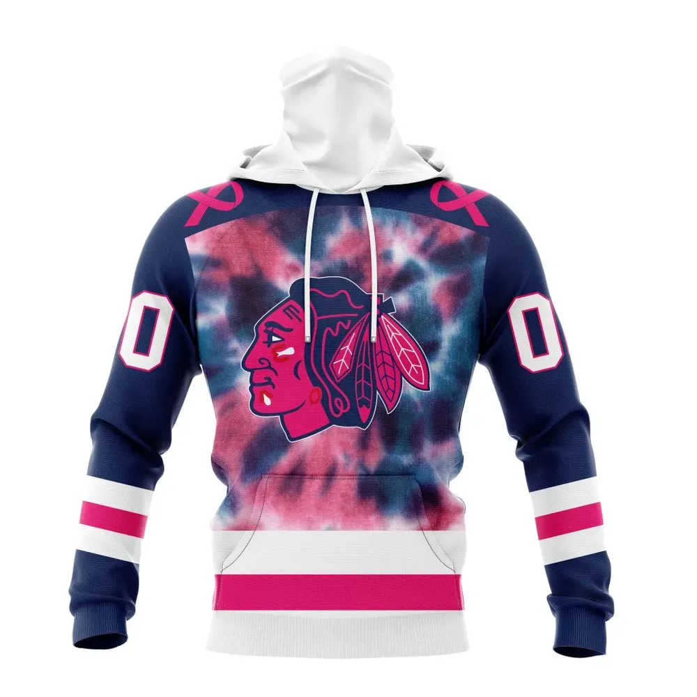 NHL Chicago Blackhawks Special Pink October Fight Breast Cancer St2303 Mask Hoodie