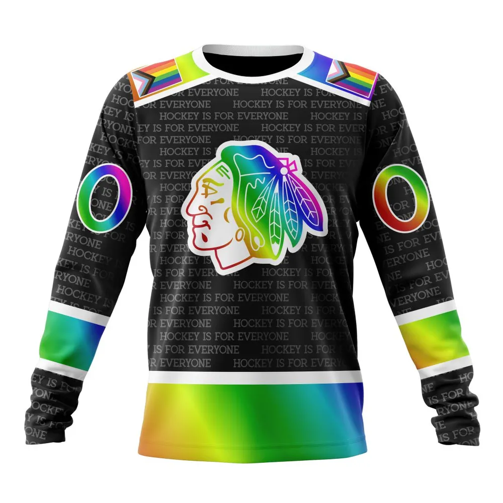 NHL Chicago Blackhawks Special Pride Design Hockey Is For Everyone Long Sleeved Sweatshirt 