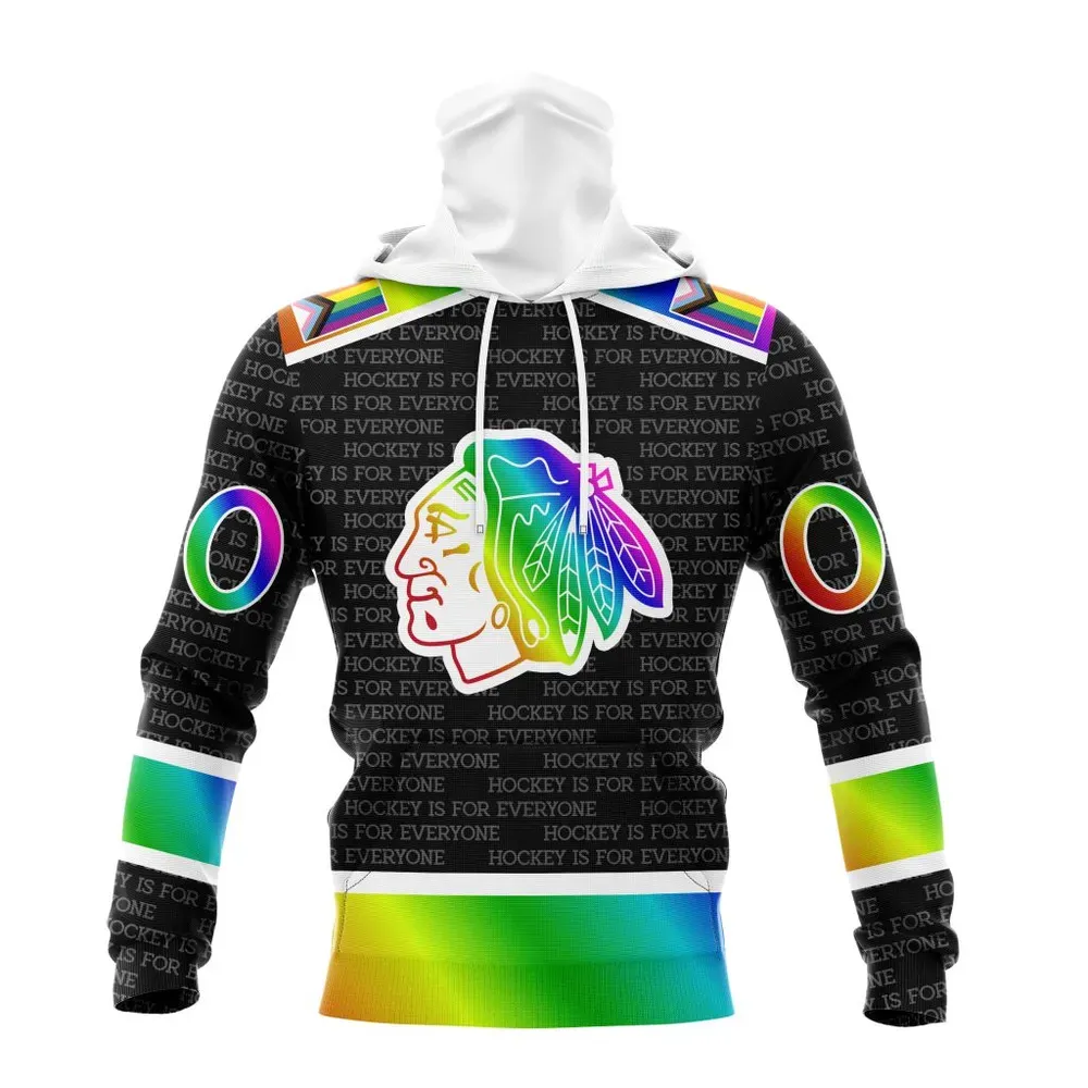 NHL Chicago Blackhawks Special Pride Design Hockey Is For Everyone Mask Hoodie