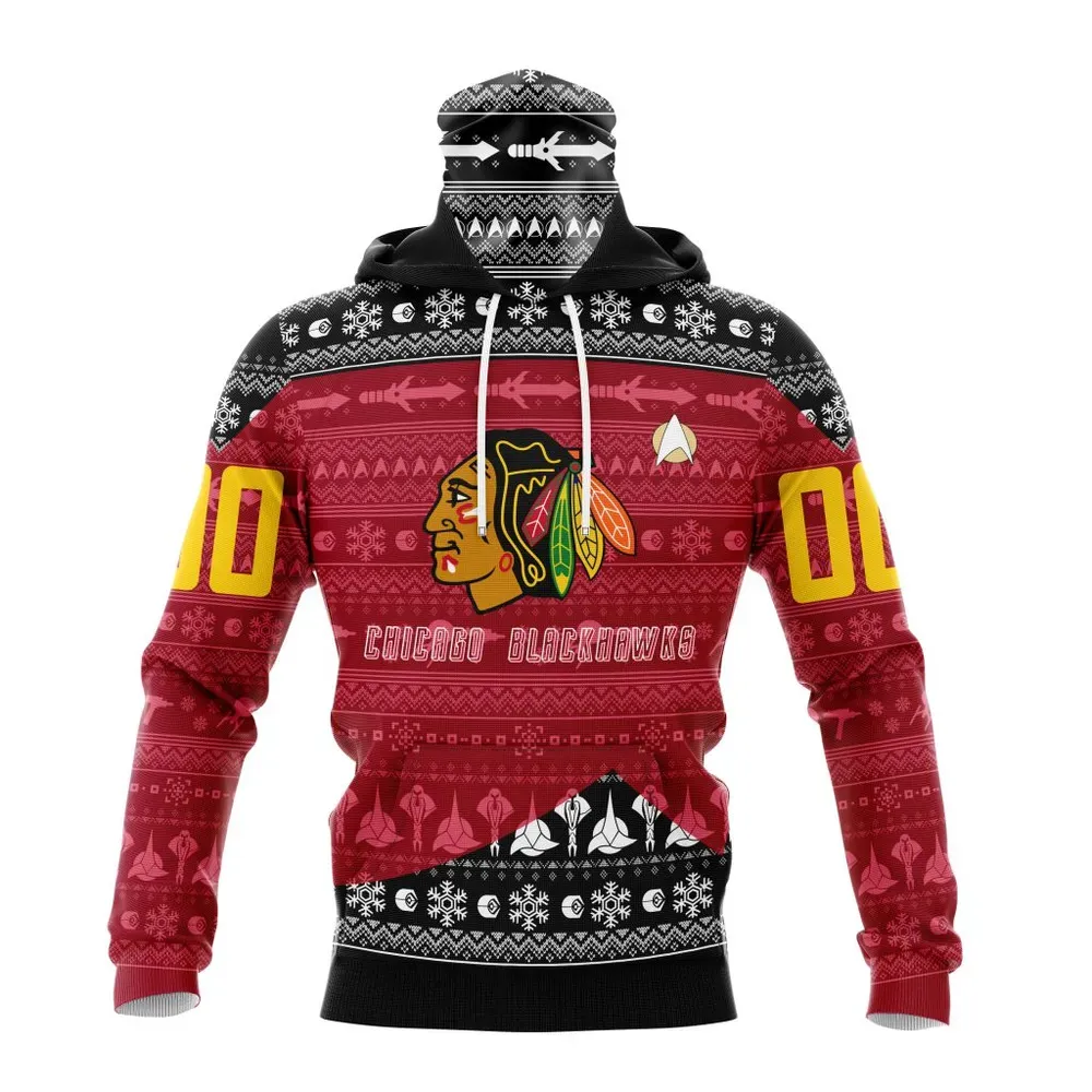 NHL Chicago Blackhawks Special Star Trek Design St2201 Mask Hoodie