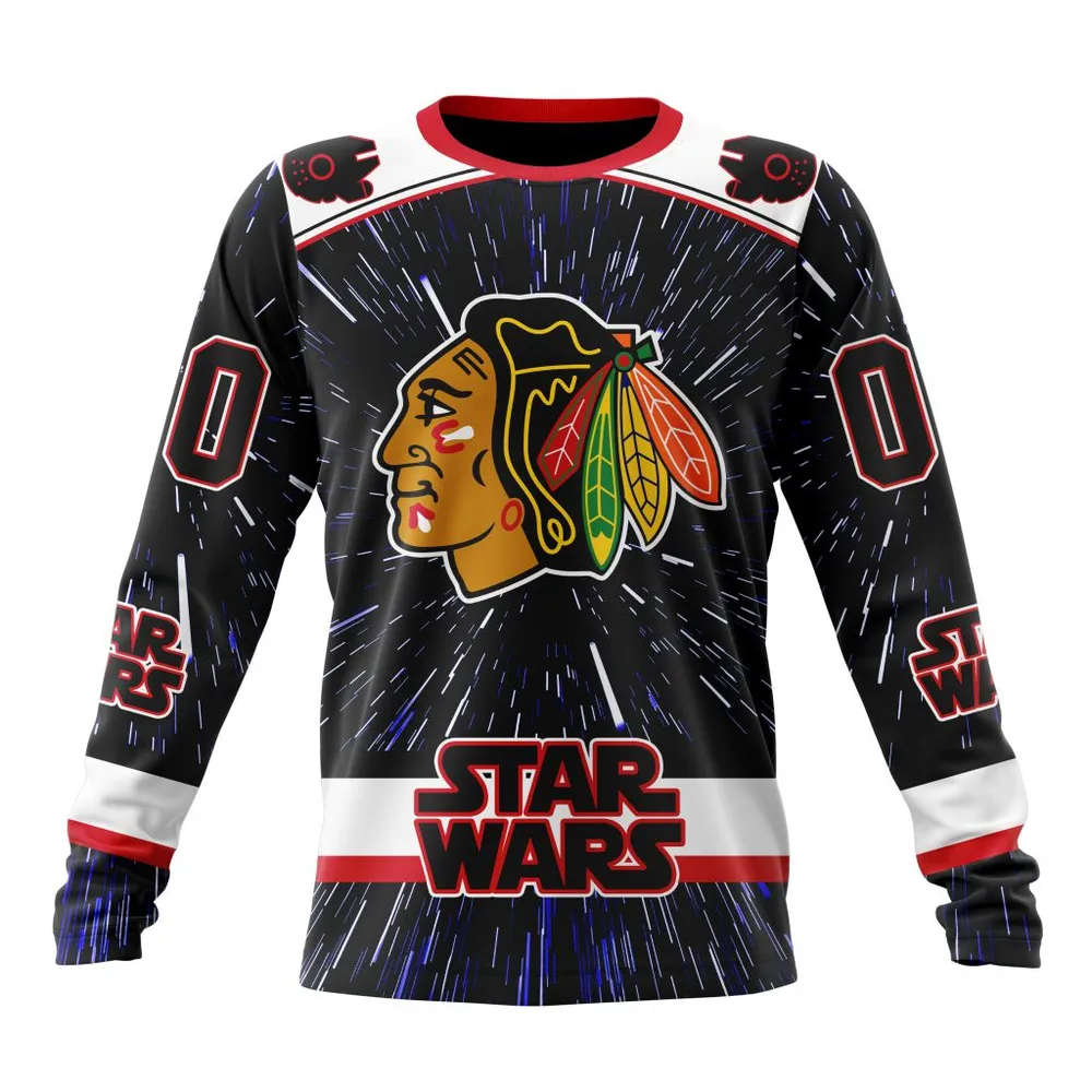 NHL Chicago Blackhawks Special Star Wars Design St2303 Long Sleeved Sweatshirt 