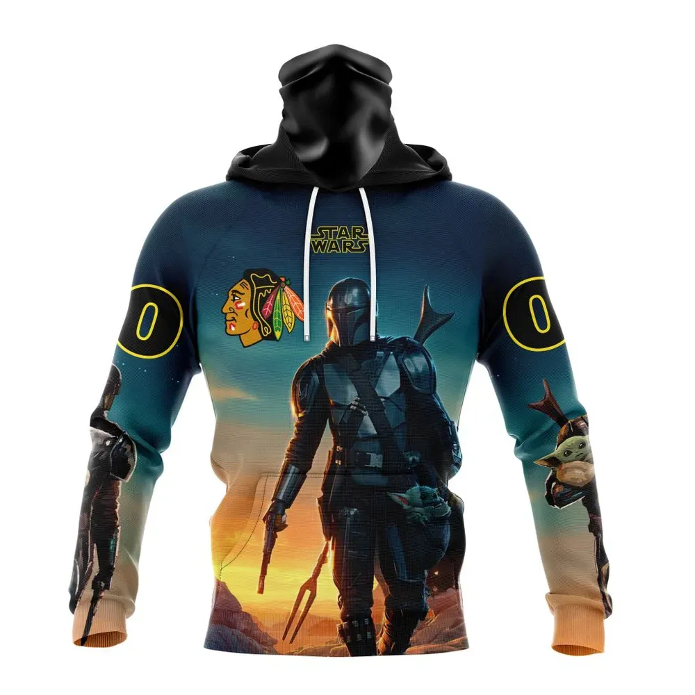 NHL Chicago Blackhawks Special Star Wars The Mandalorian Design St2401 Mask Hoodie