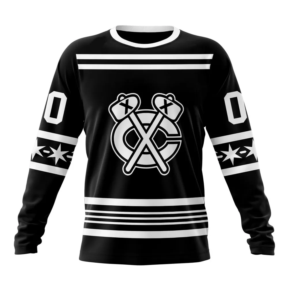 NHL Chicago Blackhawks Special Two-Tone Design St2401 Long Sleeved Sweatshirt 