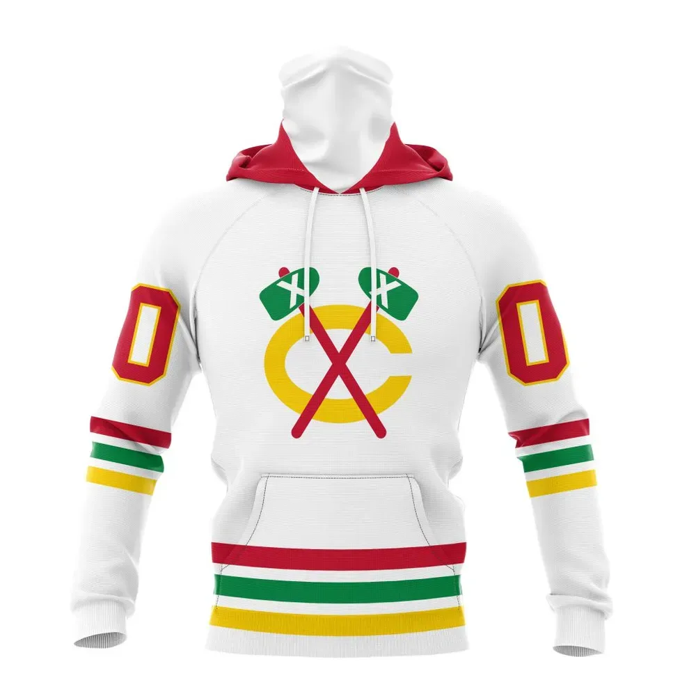 NHL Chicago Blackhawks Special Whiteout Design St2401 Mask Hoodie