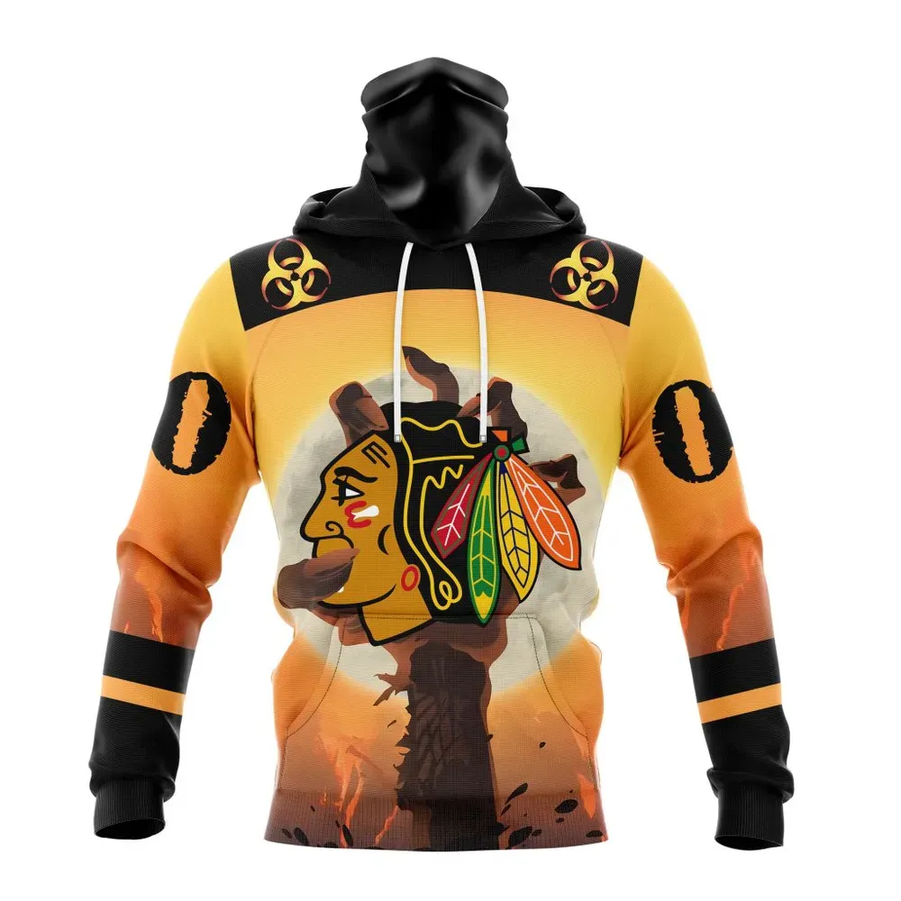 NHL Chicago Blackhawks Special Zombie Design For Halloween St2305 Mask Hoodie