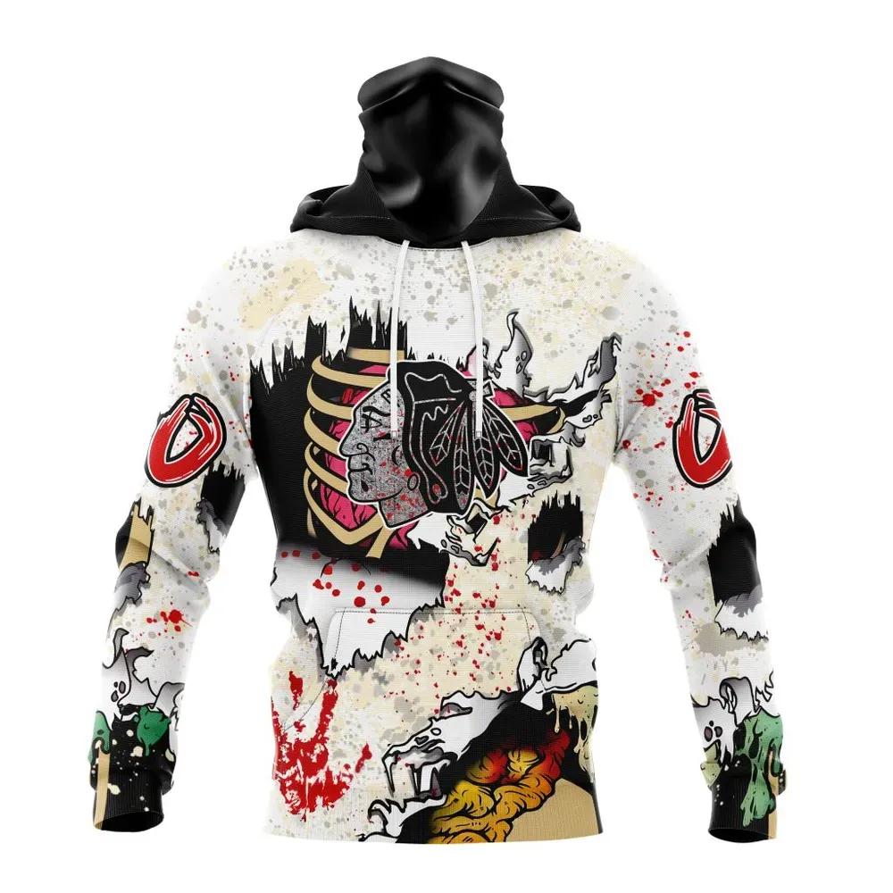 NHL Chicago Blackhawks Special Zombie Style For Halloween St2304 Mask Hoodie