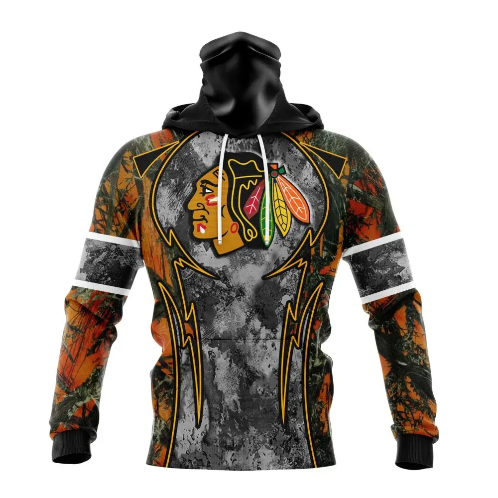 NHL Chicago Blackhawks | Specialized Design Wih Camo Concepts For Hungting In Forest Mask Hoodie