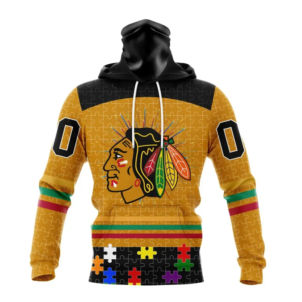 NHL Chicago Blackhawks | Specialized Fearless Aganst Autism V0122 Mask Hoodie