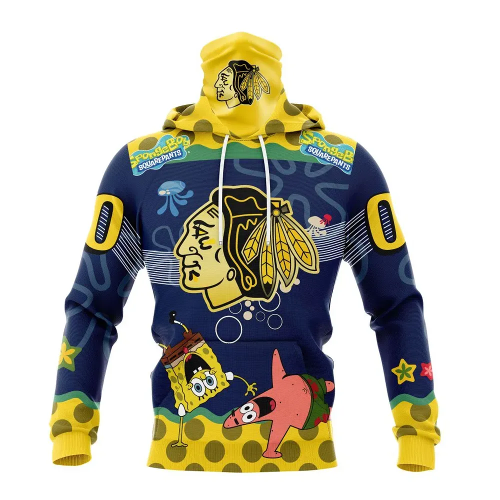 NHL Chicago Blackhawks | Specialized Jersey With Spongebob Mask Hoodie