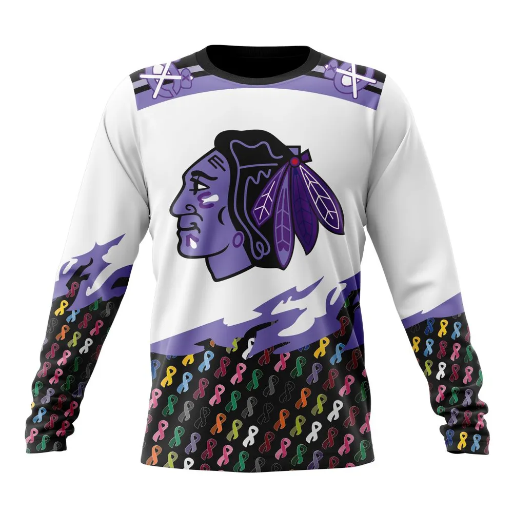 NHL Chicago Blackhawks | Specialized Kits In October We Stand Together We Can Beat Cancer Long Sleeved Sweatshirt 