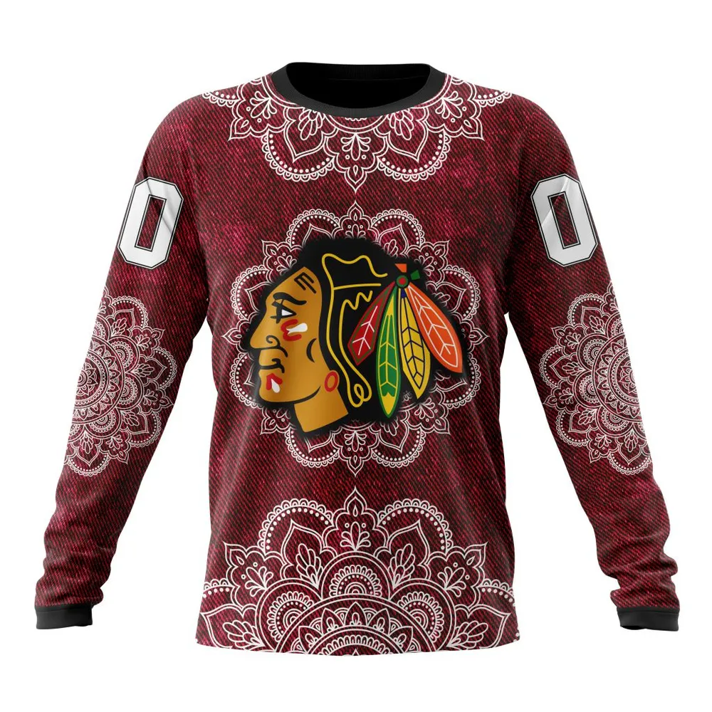 NHL Chicago Blackhawks | Specialized Mandala Style St2201 Long Sleeved Sweatshirt 