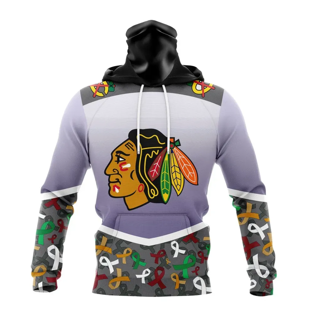 NHL Chicago Blackhawks | Specialized Sport Fights Again All Cancer V0122 Mask Hoodie