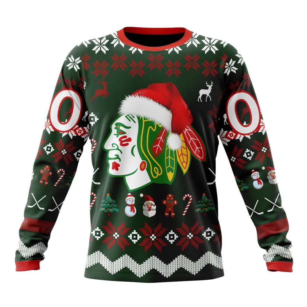 NHL Chicago Blackhawks | Specialized Unisex Christmas Is Coming Long Sleeved Sweatshirt 