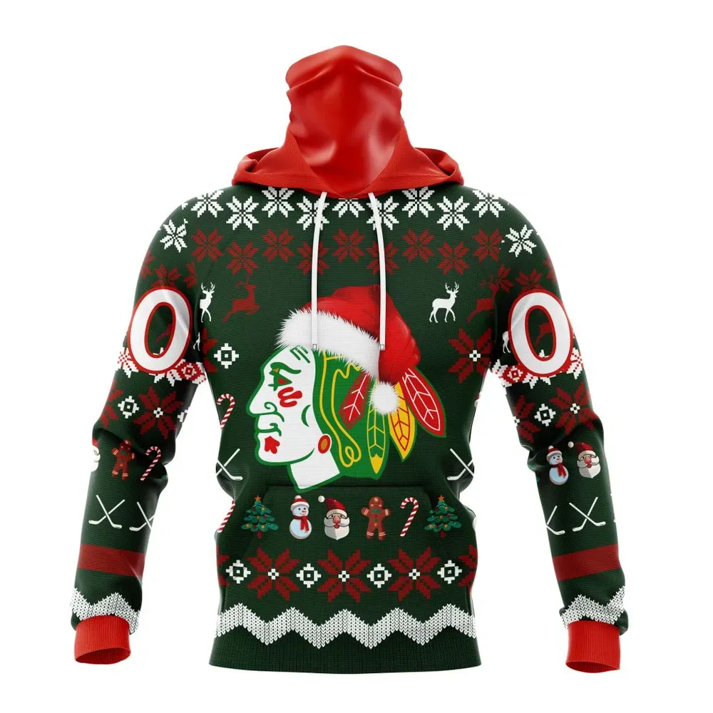 NHL Chicago Blackhawks | Specialized Unisex Christmas Is Coming Mask Hoodie