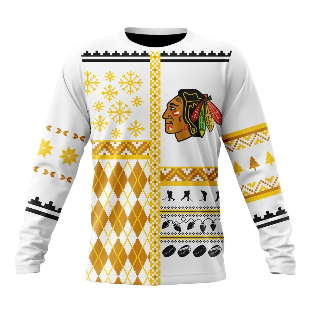 NHL Chicago Blackhawks | Specialized Unisex Christmas Is Coming V01 Long Sleeved Sweatshirt 