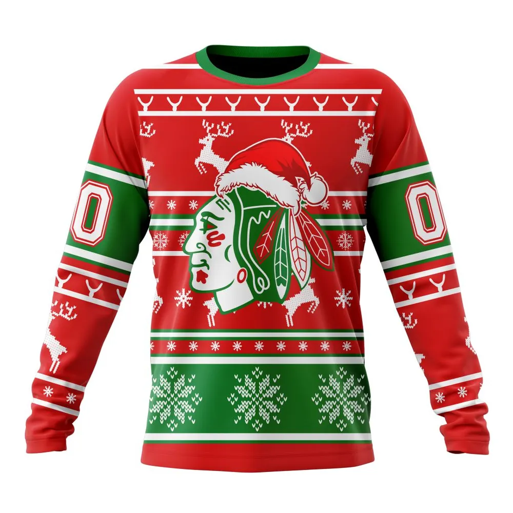 NHL Chicago Blackhawks | Specialized Unisex Christmas Is Coming V02 Long Sleeved Sweatshirt 