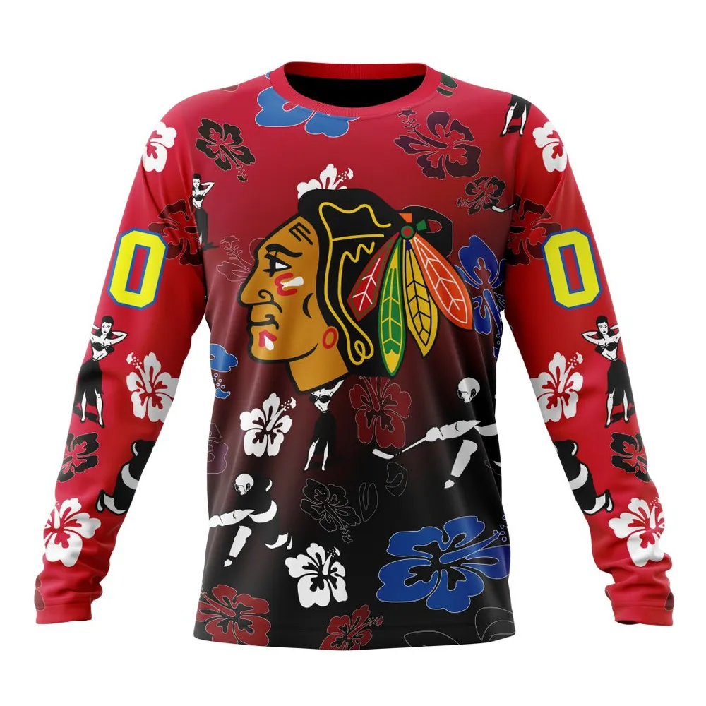 NHL Chicago Blackhawks X Hawaii Specialized Design For Hawaiia V0122 Long Sleeved Sweatshirt 