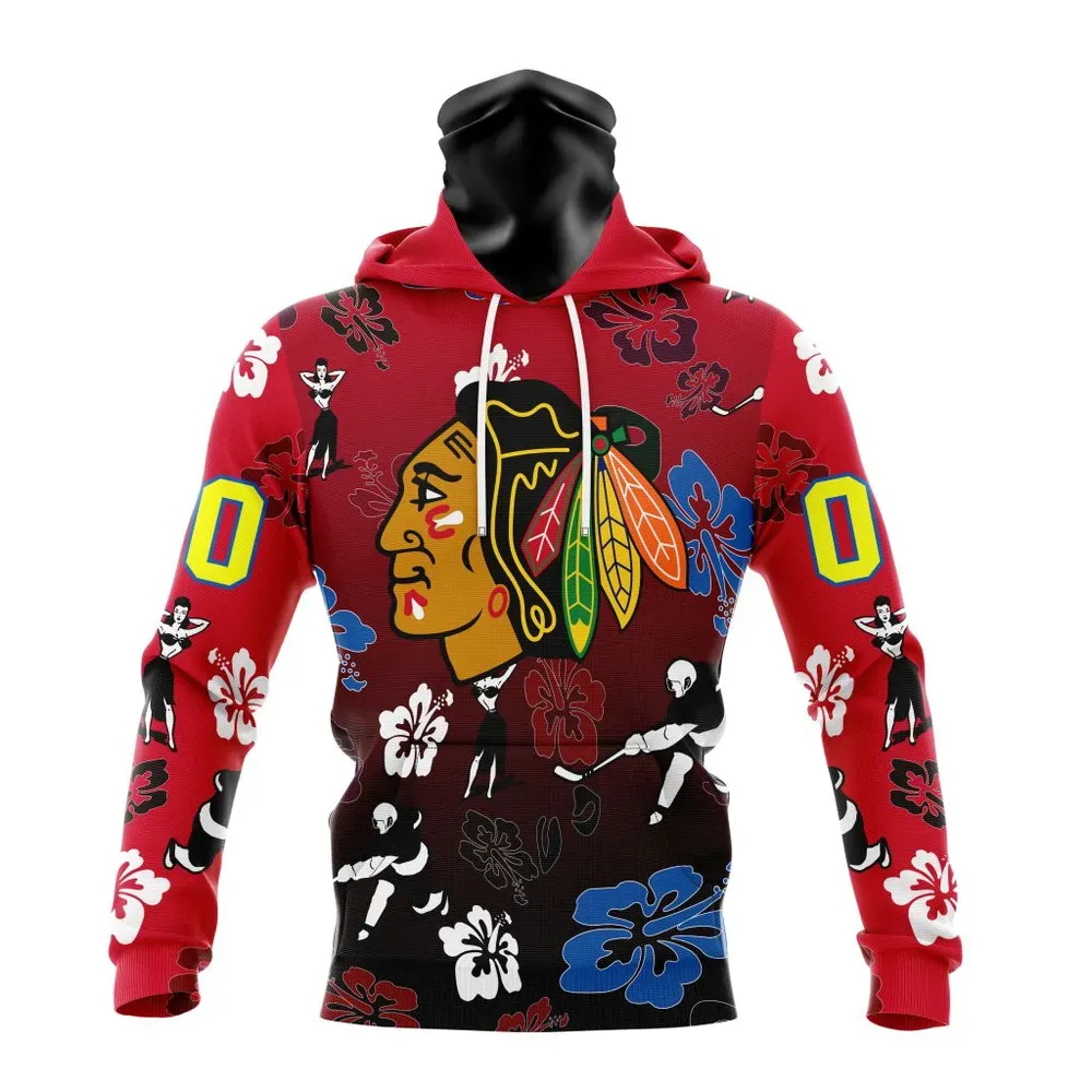 NHL Chicago Blackhawks X Hawaii Specialized Design For Hawaiia V0122 Mask Hoodie