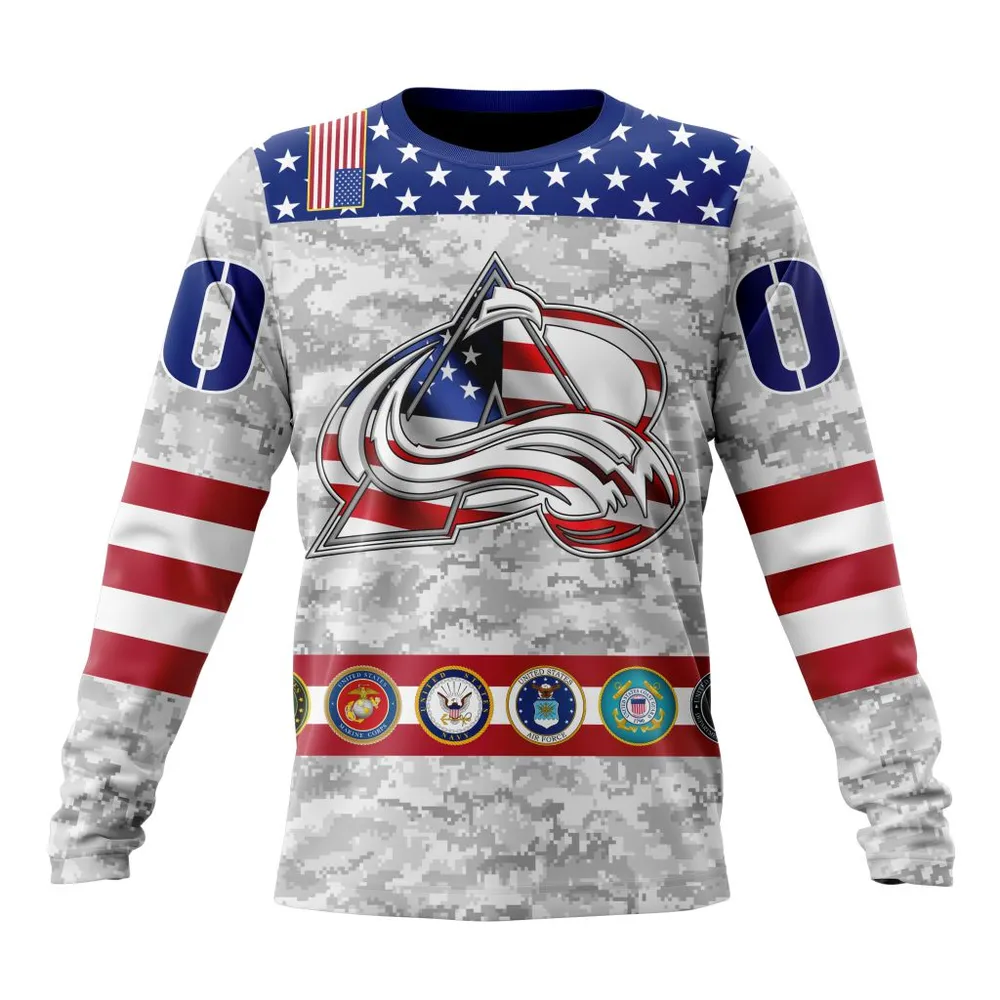 NHL Colorado Avalanche Armed Forces Appreciation St2201 Long Sleeved Sweatshirt 