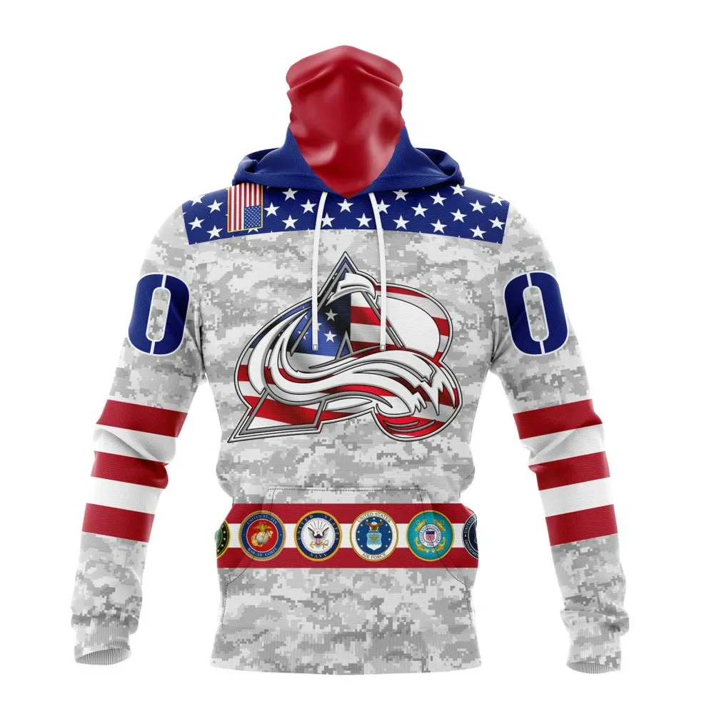 NHL Colorado Avalanche Armed Forces Appreciation St2201 Mask Hoodie