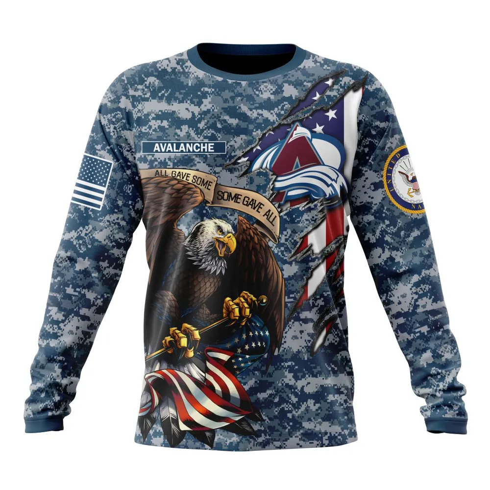 NHL Colorado Avalanche Honor Us Navy Veterans St2202 Long Sleeved Sweatshirt 