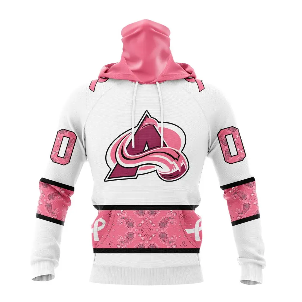 NHL Colorado Avalanche In Classic Style With Paisley! In October We Wear Pink Breast Cancer Mask Hoodie