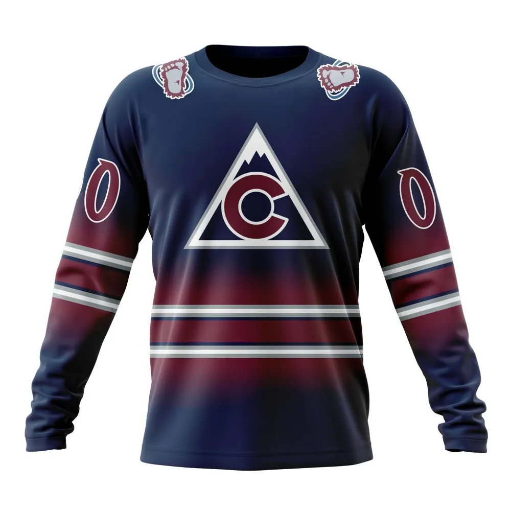 NHL Colorado Avalanche Personalize Gradient Series Concept St2301 Long Sleeved Sweatshirt 