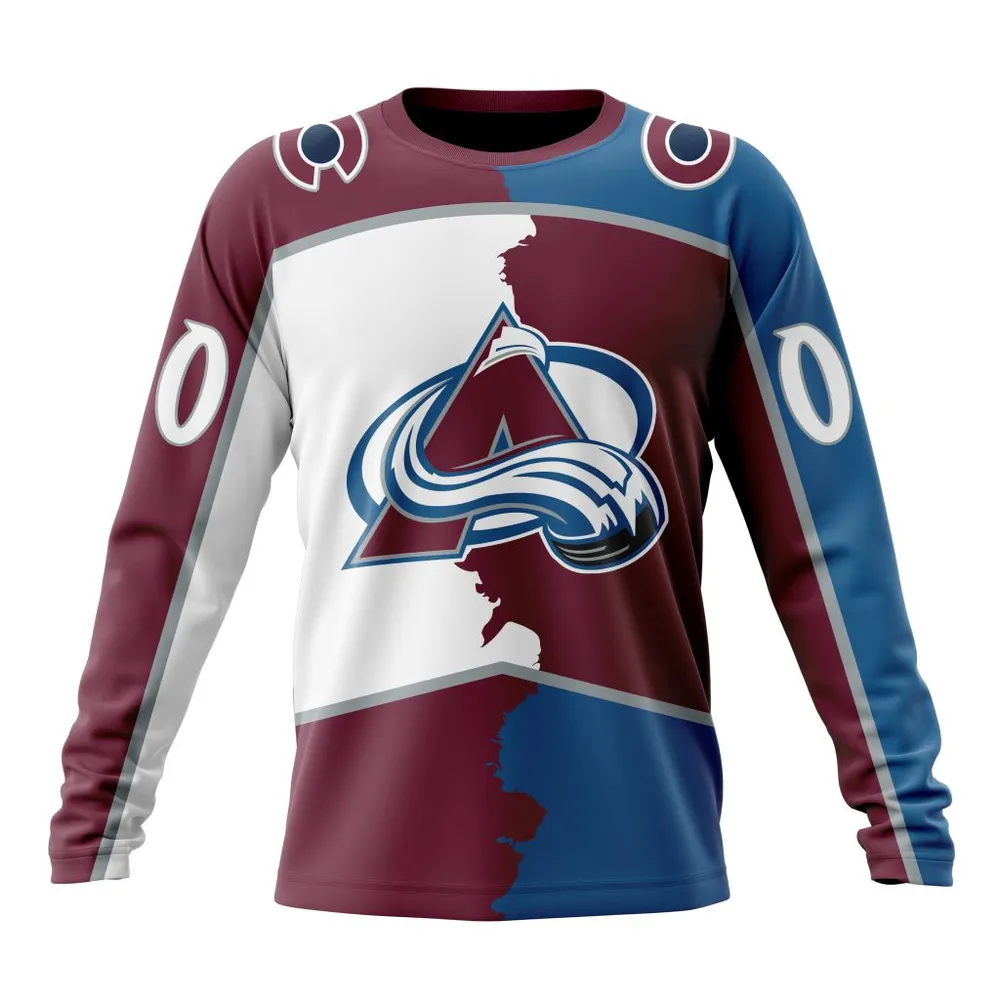 NHL Colorado Avalanche Personalize Home Mix Away Kits Long Sleeved Sweatshirt 