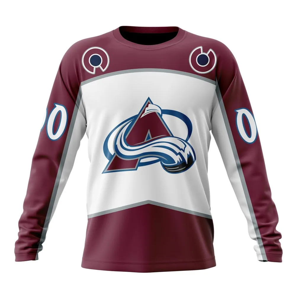 NHL Colorado Avalanche Personalized Away Kits Long Sleeved Sweatshirt 