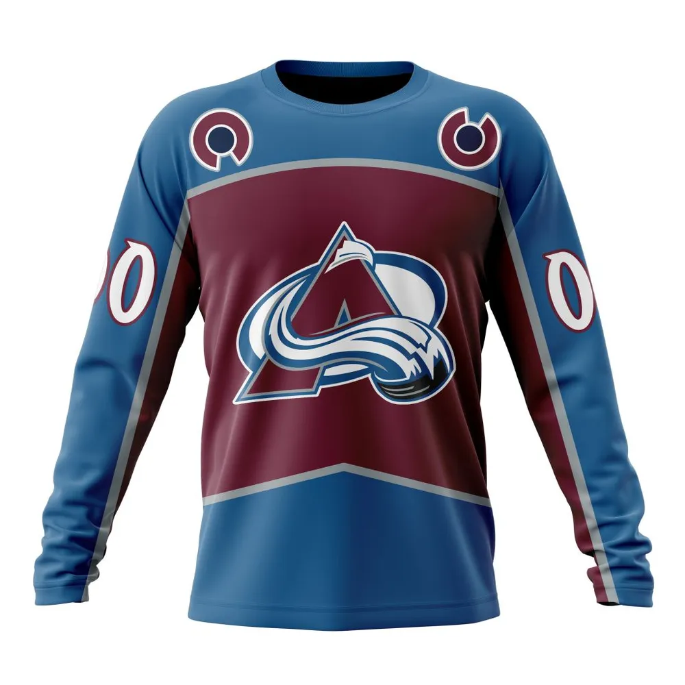 NHL Colorado Avalanche Personalized Home Kits Long Sleeved Sweatshirt 