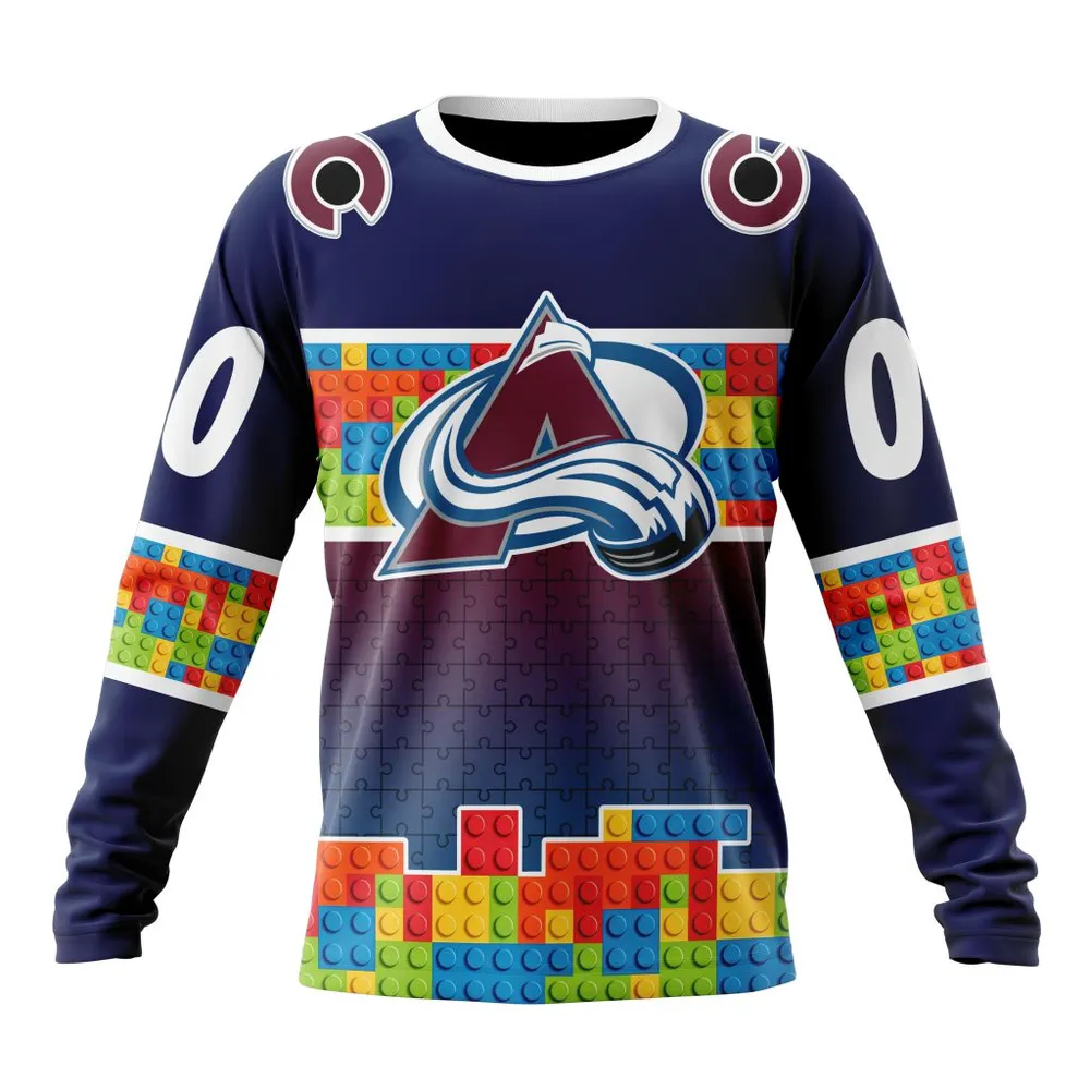 NHL Colorado Avalanche Special Autism Awareness Design V2301 Long Sleeved Sweatshirt 