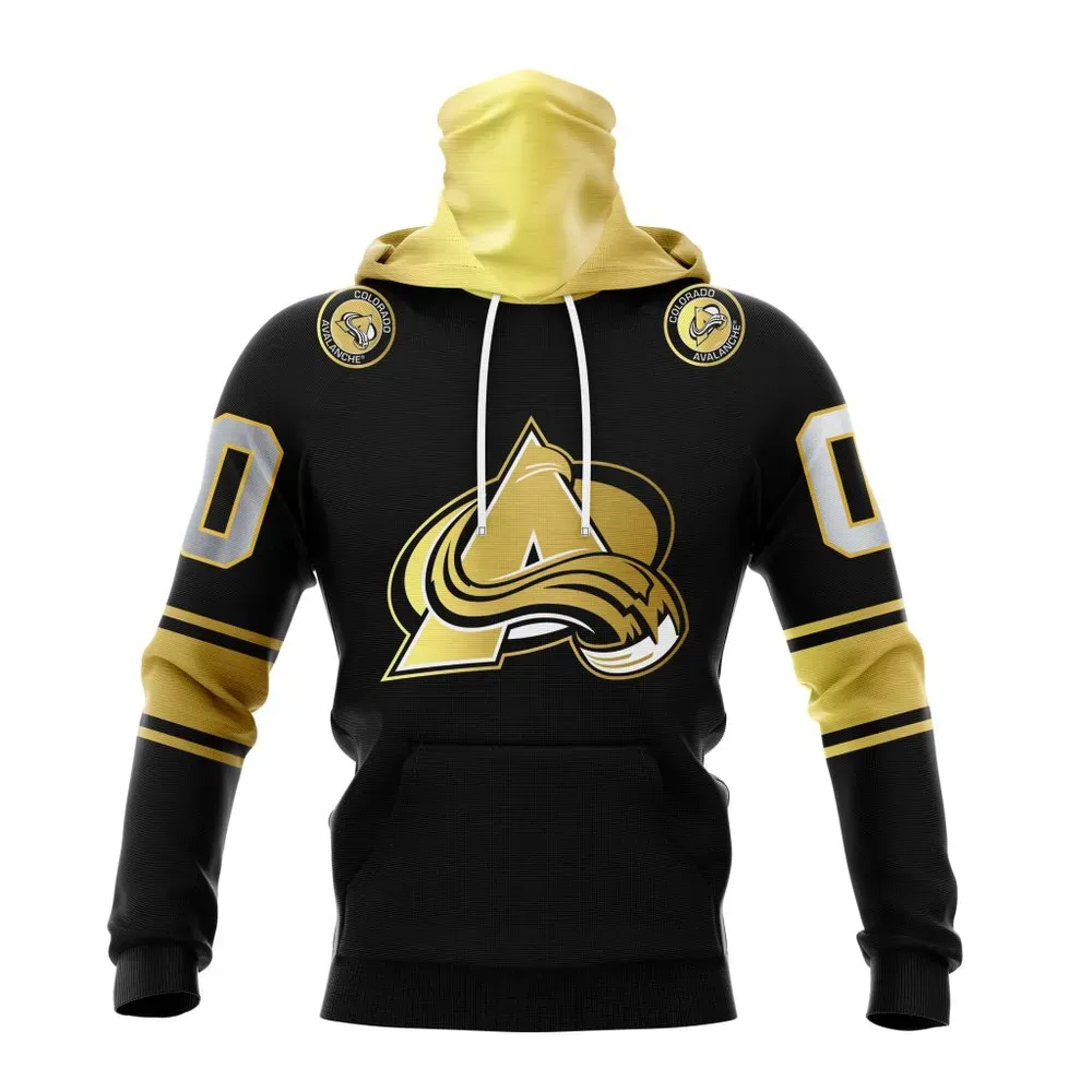 NHL Colorado Avalanche Special Black And Gold Design St2401 Mask Hoodie