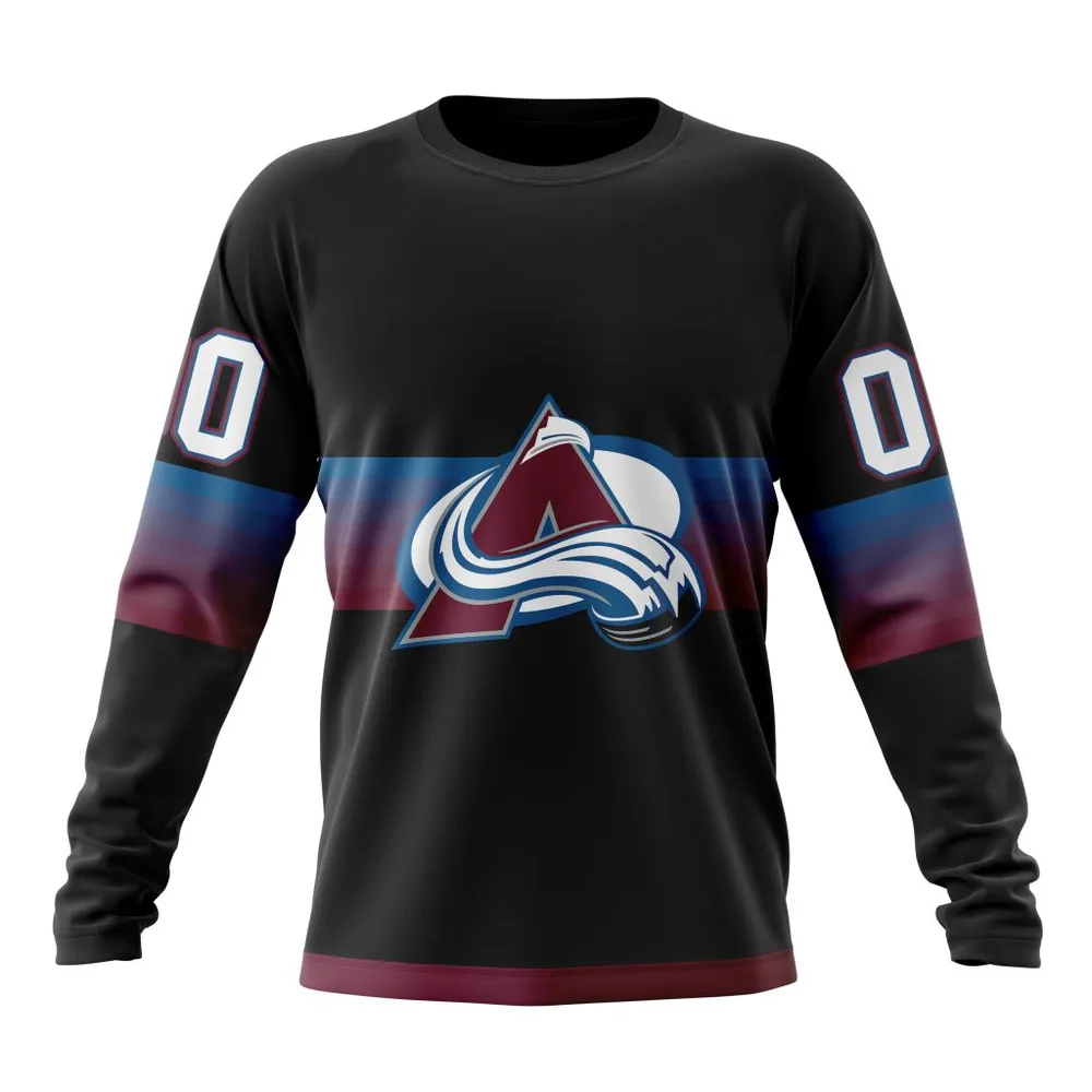 NHL Colorado Avalanche Special Black And Gradient Design St2301 Long Sleeved Sweatshirt 